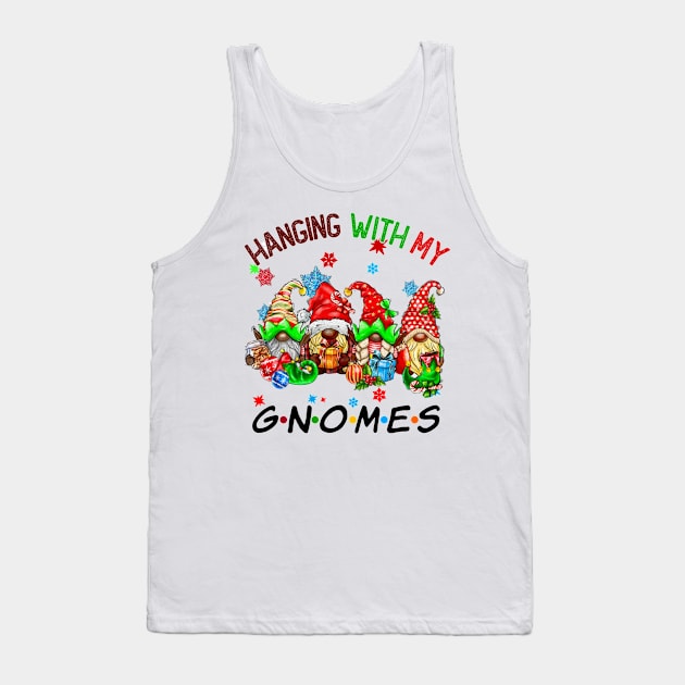 Funny Christmas Gnome Hanging With My Gnomies Family Pajamas Tank Top by JennyArtist